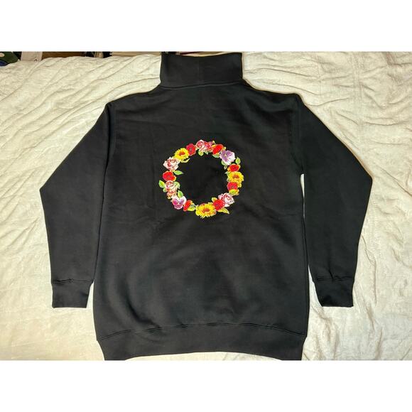Rare Black Scale Flower Wreath Black Hooded Sweatshirt Hoodie Men’s Size Large L - Picture 7 of 10